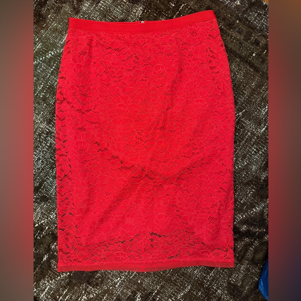 🆕 Red Lace knee length Skirt